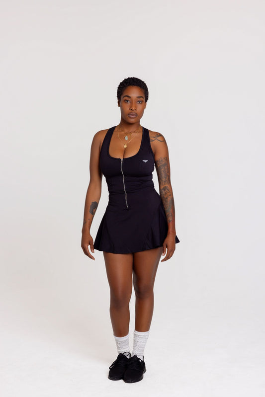 Zip & Sleek Tennis Mini Dress