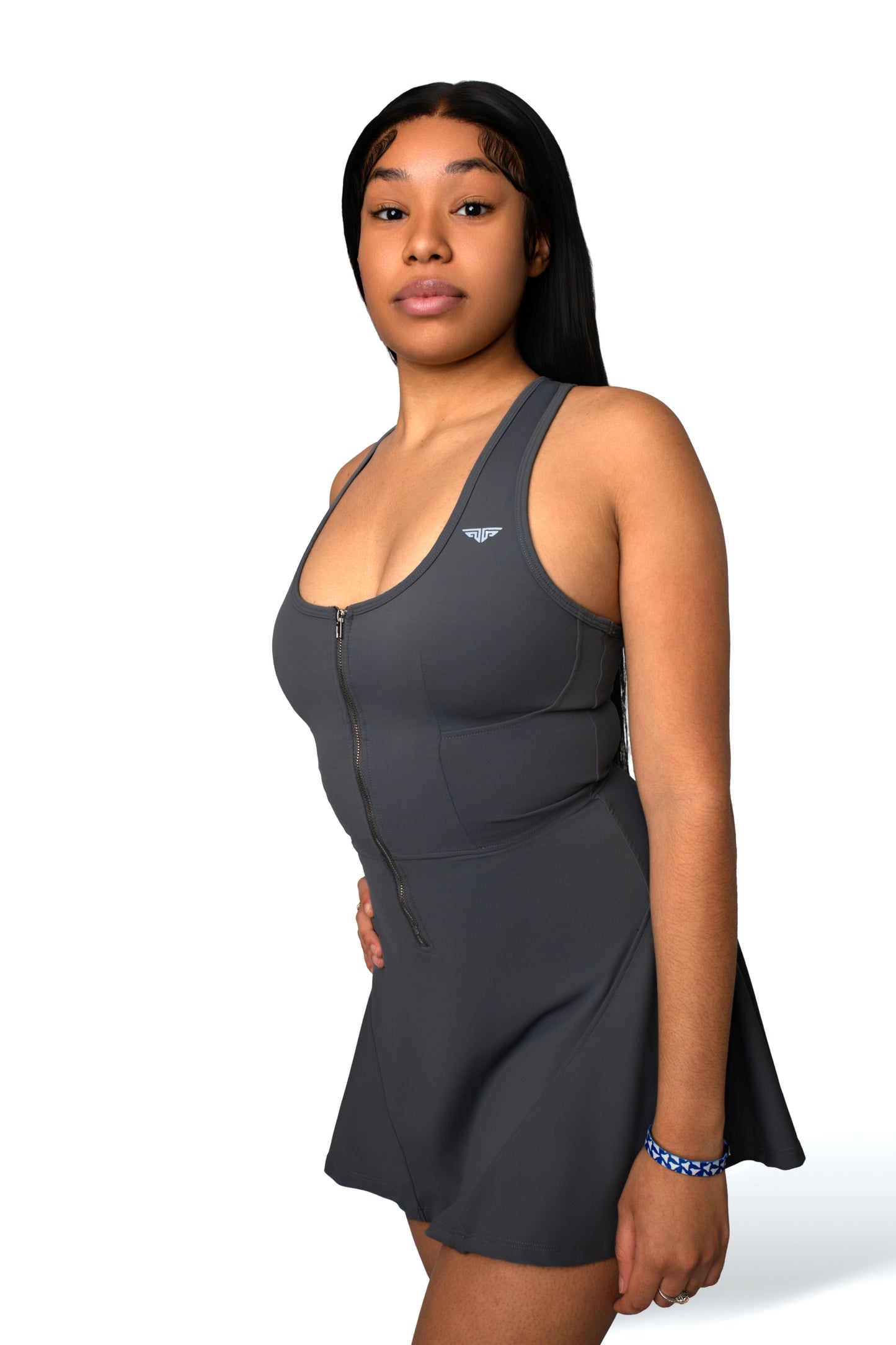 Zip & Sleek Tennis Mini Dress